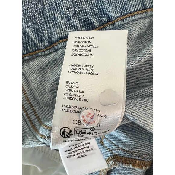 Pilcro Women's Weston Boyfriend Denim Jacket Sz L Blue Distressed Pockets Boho - Picture 4 of 8